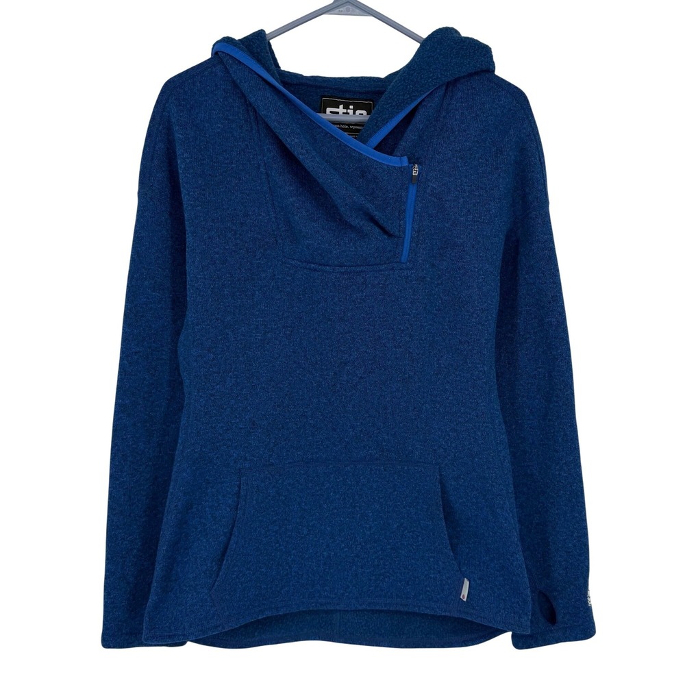 Stio Blue Hooded Fleece Pullover Sweatshirt